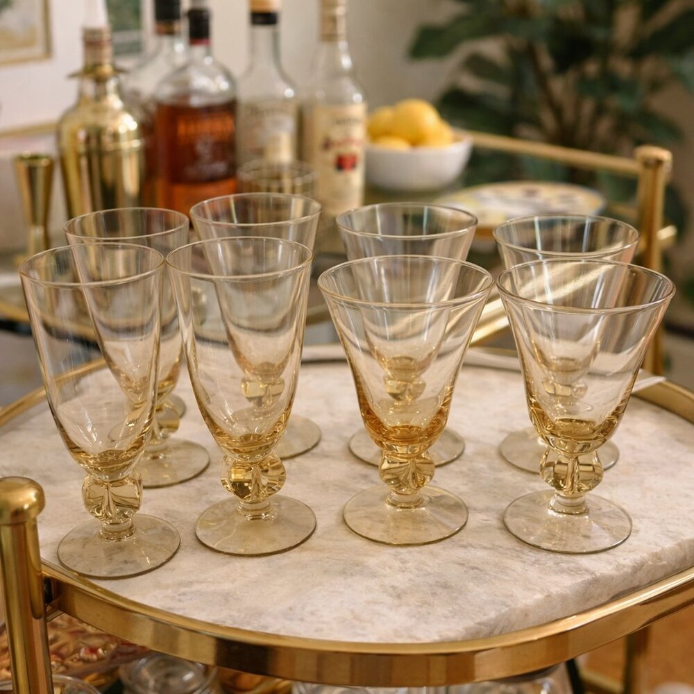 1960s SIEGFRIED STAHL Crystal "Gulli" Glasses for Skruf Glasbruk | Sweden